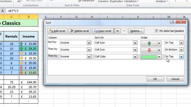 Excel Tip #005 - Sort Data by Color or Icon - Microsoft Excel 2010 2007 2013 (Excel Colour Sort) смотреть онлайн