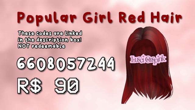 Red Hair Codes for Roblox/Bloxburg (NEW) | Lusci0uspink смотреть онлайн