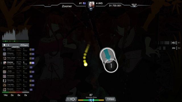 8.7⭐ Zoomer | RD-Sounds ft. Meramipop/nayuta - Shiten [Collab Extra Stage] +HDDT 98.8% (#1 995pp FC смотреть онлайн