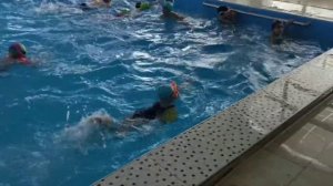 Дети плавают в бассейне // Занятия плаванием с тренером в Ессентуках