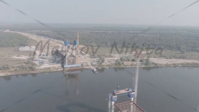 A-Log. Murom, Russia. Construction of a bridge across the Oka River. Highway M-12 Moscow-Nizhny-Nov смотреть онлайн