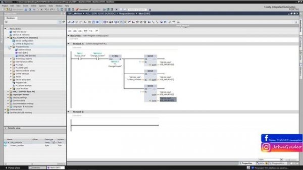Siemens TIA Portal PLC/HMI tutorial - Change HMI screen from PLC via Job Mailbox (Area Pointer)