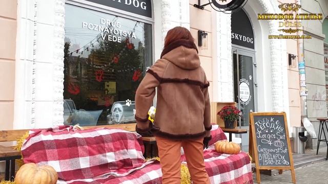 Косуха с капюшоном. Короткая дублёнка на молнии. Mexatele. Меховое Ателье Днепр. смотреть онлайн