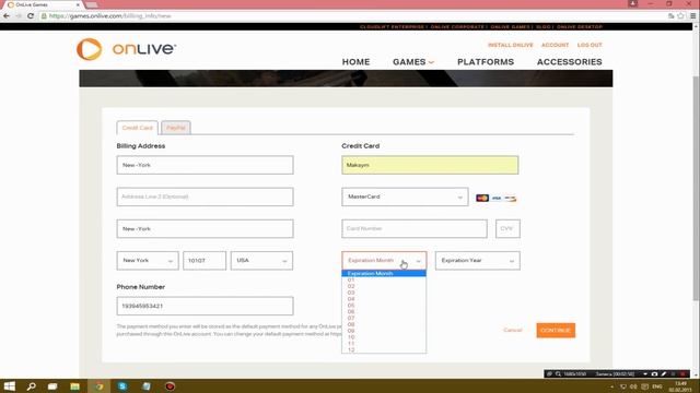 OnLive подключение карты и пробный период. смотреть онлайн
