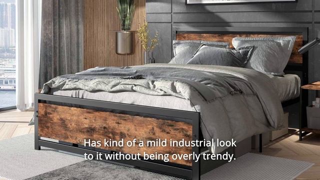 LIKIMIO Industrial Queen Bed Frame with Headboard and Footboard Review смотреть онлайн