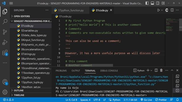 Functions (default parameters and lookup help) --- Python Programming for Engineers смотреть онлайн