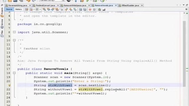 Java Interview Program- How To Remove all VOWELS from a String. смотреть онлайн