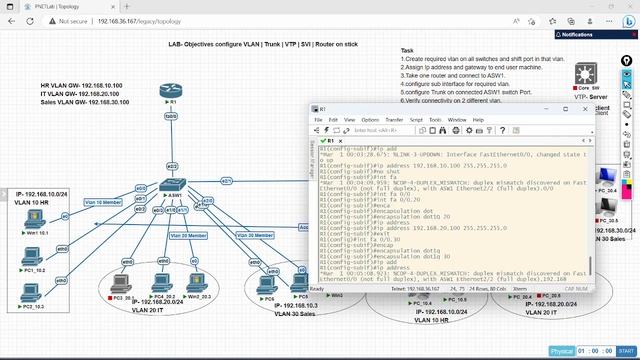 Switching Concepts Router on Stick or Inter-VAN Routing LAB on PNET | EVE-NG Part 5 смотреть онлайн