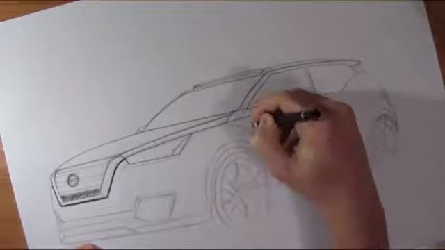 CAR DESIGN SKETCH-NISSAN KICKS CONCEPT (color pencil) смотреть онлайн
