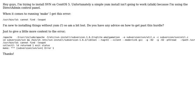 DevOps & SysAdmins: Installing SVN - CentOS - cannot find -lexpat (2 Solutions!!) смотреть онлайн