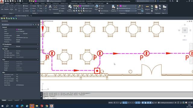 Café Firealarm Shop drawing & schematic In AutoCAD For Practice смотреть онлайн