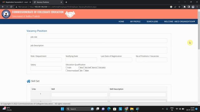 AP CCE Job Portal - Employer Registration Process смотреть онлайн
