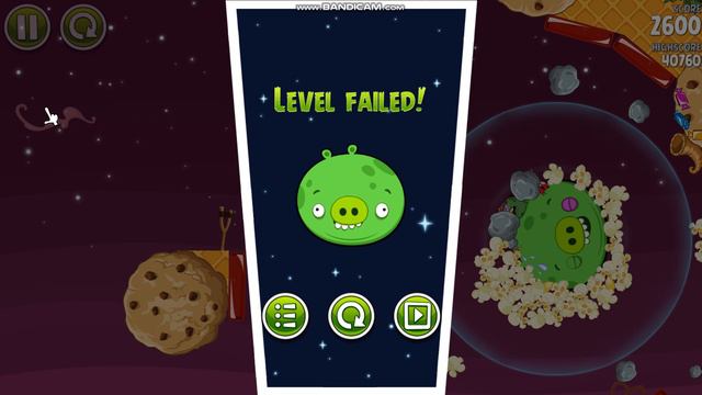 Angry Birds Space Fat Pig level Failed Screen смотреть онлайн