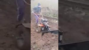 Работа мотоблока с отвалом