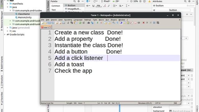 Kotlin class property example in Android Studio смотреть онлайн