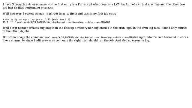 Running a Perl script as cronjob is not working while manual starting does the job смотреть онлайн