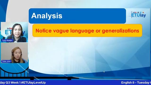English 8 - Tuesday Q3 Week 1 #ETUlayLevelUp смотреть онлайн