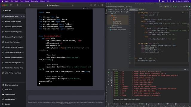Higher/Lower Guessing Game with Kivy UI using ChatGPT смотреть онлайн