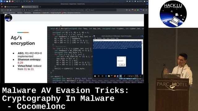 Hack.lu 2023: Malware AV Evasion Tricks: Cryptography In Malware by Cocomelonc смотреть онлайн
