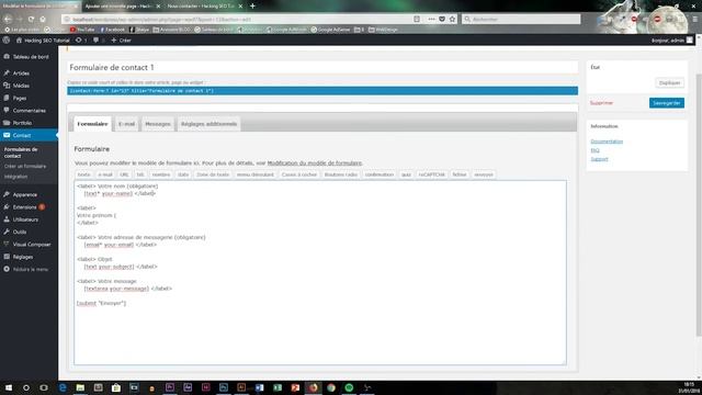 Créer un formulaire sur WORDPRESS avec CONTACT FORM 7 - Hacking SEO смотреть онлайн