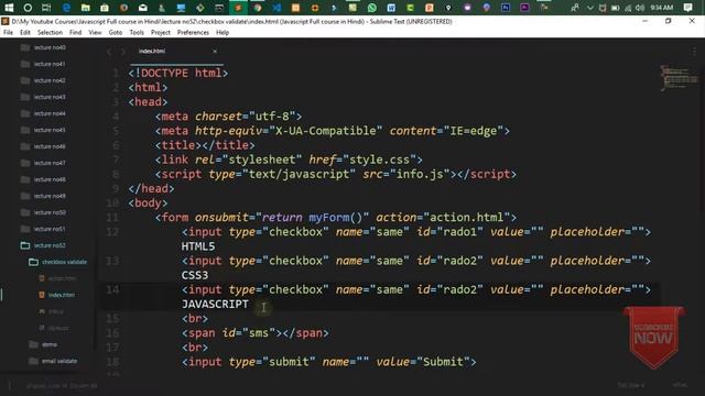 JavaScript Tutorials in Hindi Part# 60: Checkbox Button validation | part 6 in JavaScript Hindi/Urd смотреть онлайн