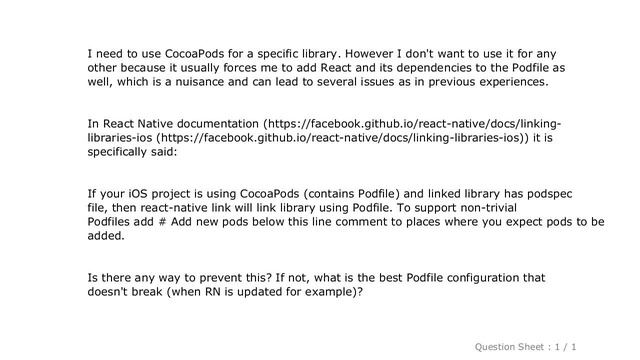 iOS : How to stop react-native link from linking a library with CocoaPods with it has a podspec? смотреть онлайн