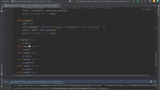 menú de un restaurante en Python(utilizando funciones y funciones recursivas) смотреть онлайн