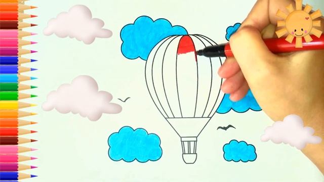 Multi-colored parachute. coloring pages for children. Разноцветный парашют. раскраски для детей смотреть онлайн