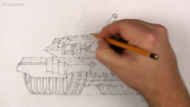How to draw a tank (T-90) - Easy Perspective Drawing 24 смотреть онлайн