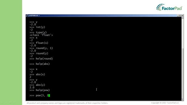 Eight Python math functions abs(), max(), min(), pow(), sum(), int(), float(), round() смотреть онлайн