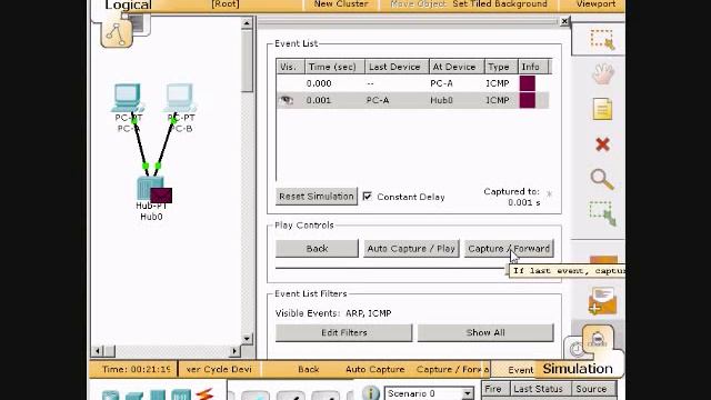 Using Packet Tracer Create a logical network diagram with two PCs and a hub смотреть онлайн