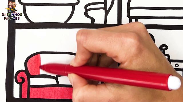 Como Desenhar uma Casa 🏡 Desenhar e Colorir uma Casa com Quartos 🏠🛏️🛋️ Desenhos para Crianças смотреть онлайн