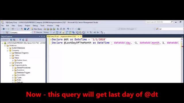 MSSQL - How to get last date of the month смотреть онлайн
