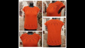 Кофточка "Оранжевое настроение" с круглой кокеткой. В видео расчеты, пояснения по процессу вязания.