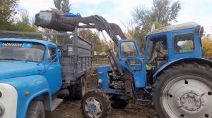 ТРАКТОР Т-40 С САМОДЕЛЬНЫМ КУНОМ.ПОГРУЗКА НАВОЗА.Газ 53 в деле