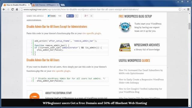 How to Disable WordPress Admin Bar for All Users Except Administrators смотреть онлайн