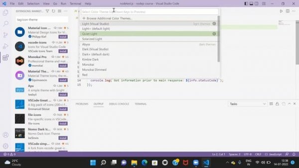 Visual studio code change theme background color