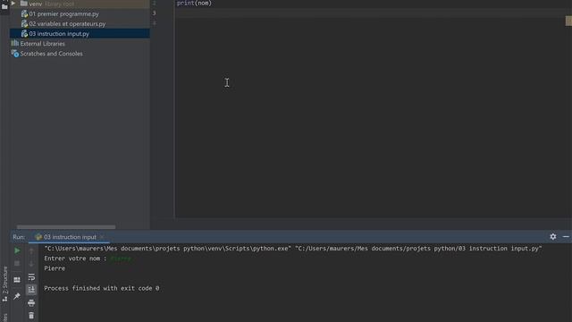 Python 3 avec PyCharm - 04 - Entrées au clavier смотреть онлайн