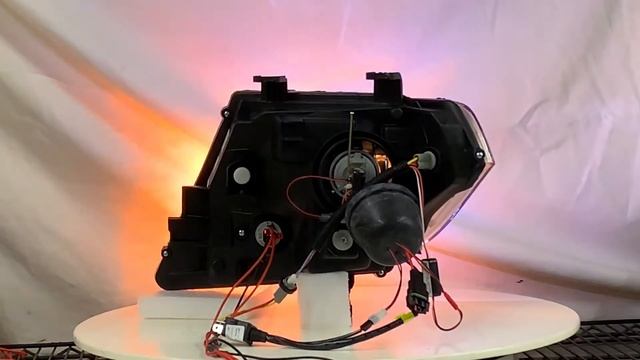 CrazyTheGod FRONTIER NAVARA D40 09-17 Facelift 5D Guide LED Halo Projector Headlight BK For NISSAN