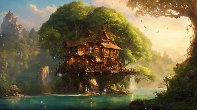 Фэнтезийная прогулка по деревне эльфов и сны бабочек _ Далёкие земли _ Нежная музыка смотреть онлайн