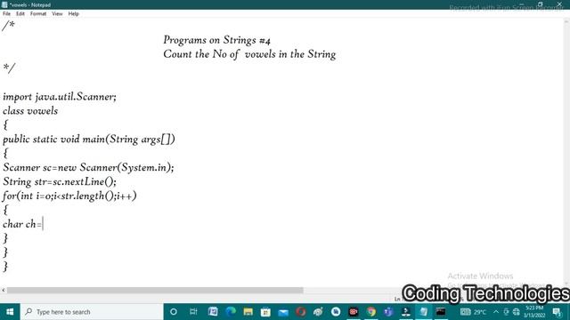 Count the number of vowels in the String || Programs on Strings || Coding technologies смотреть онлайн