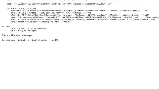 GIS: Syntax error in ArcPy? смотреть онлайн