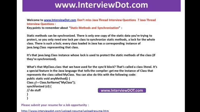 java thread interview question static methods and synchronization interviewdot job смотреть онлайн