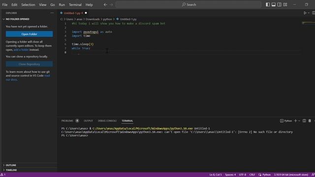 How to create a Discord spam bot using python (educational) смотреть онлайн