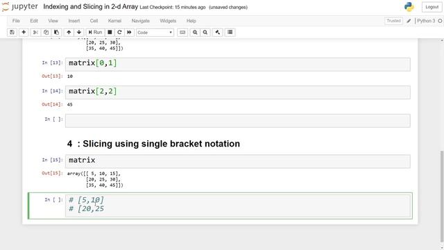 Numpy : 2-d Matrix - Indexing and Slicing (Hindi) смотреть онлайн