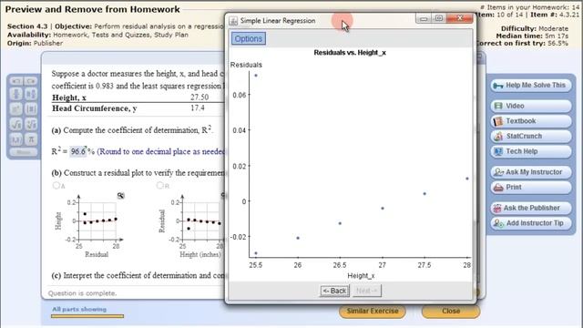 StatCrunch R Squared Residual Plot смотреть онлайн