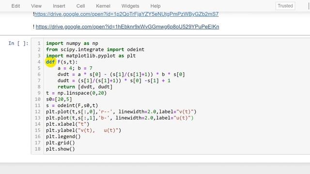 Решение системы ОДУ в Python смотреть онлайн