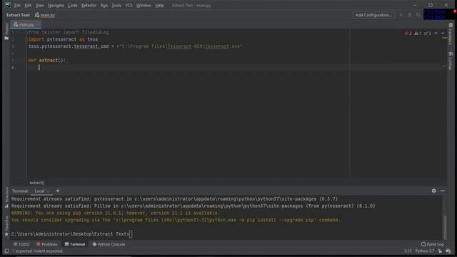 Python Tutorial | How to extract text from images | Tesseract-OCR Engine. | For Single File Only смотреть онлайн