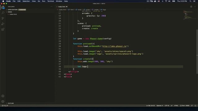 JavaScript Phaser Hello World смотреть онлайн