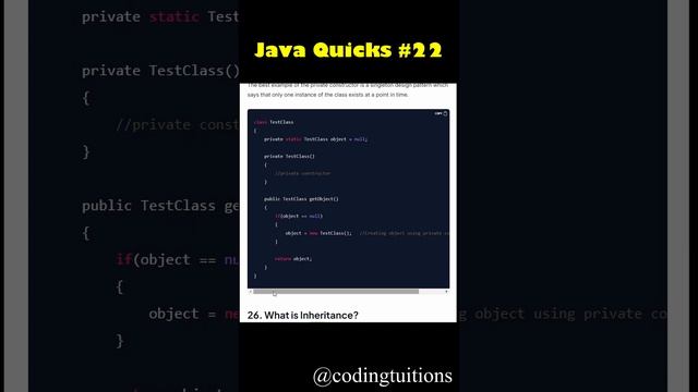 Private Constructor in Java | Java Quicks 22 | Java Interview Questions смотреть онлайн